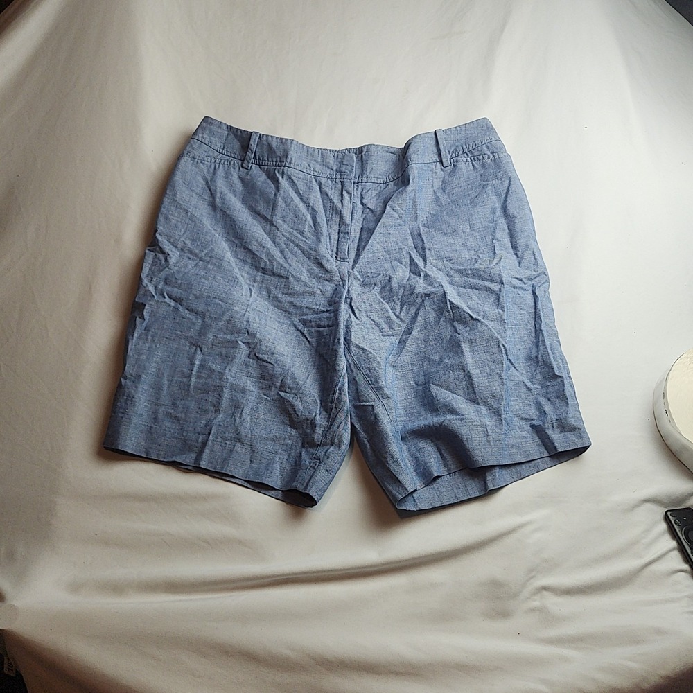 Lee Perfect Short Chino Shorts Chambray Blue Elastic Waist Women's Size 16WP